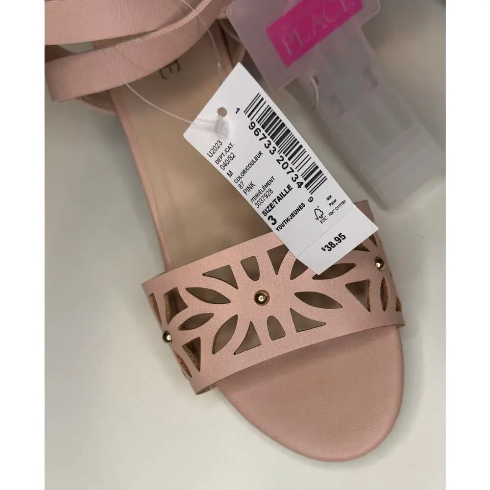 NWT The Children's Place Girls Perforated Gladiator Heel Sandals